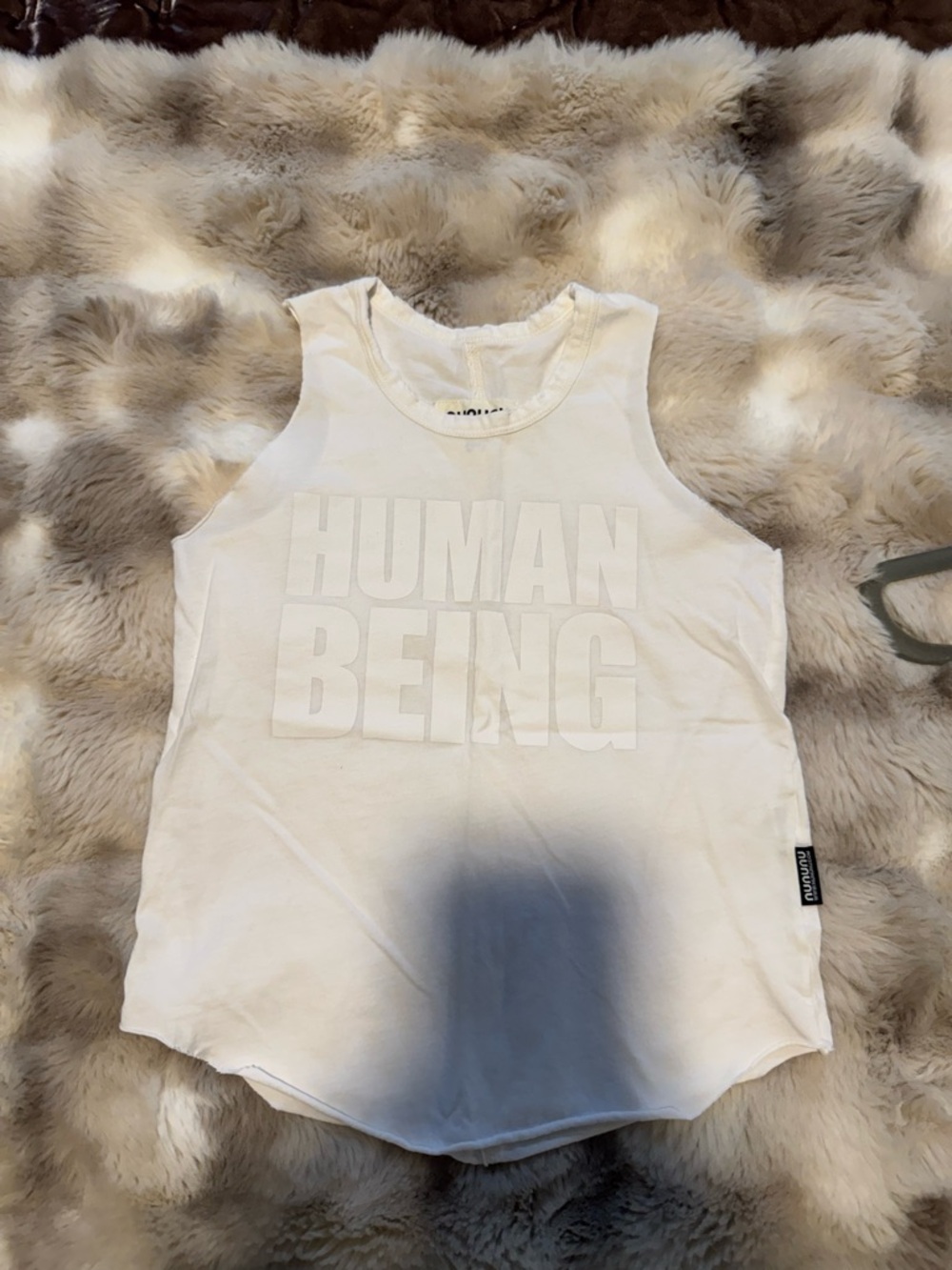 nununu White Tonal 'HUMAN BEING' Graphic Tank